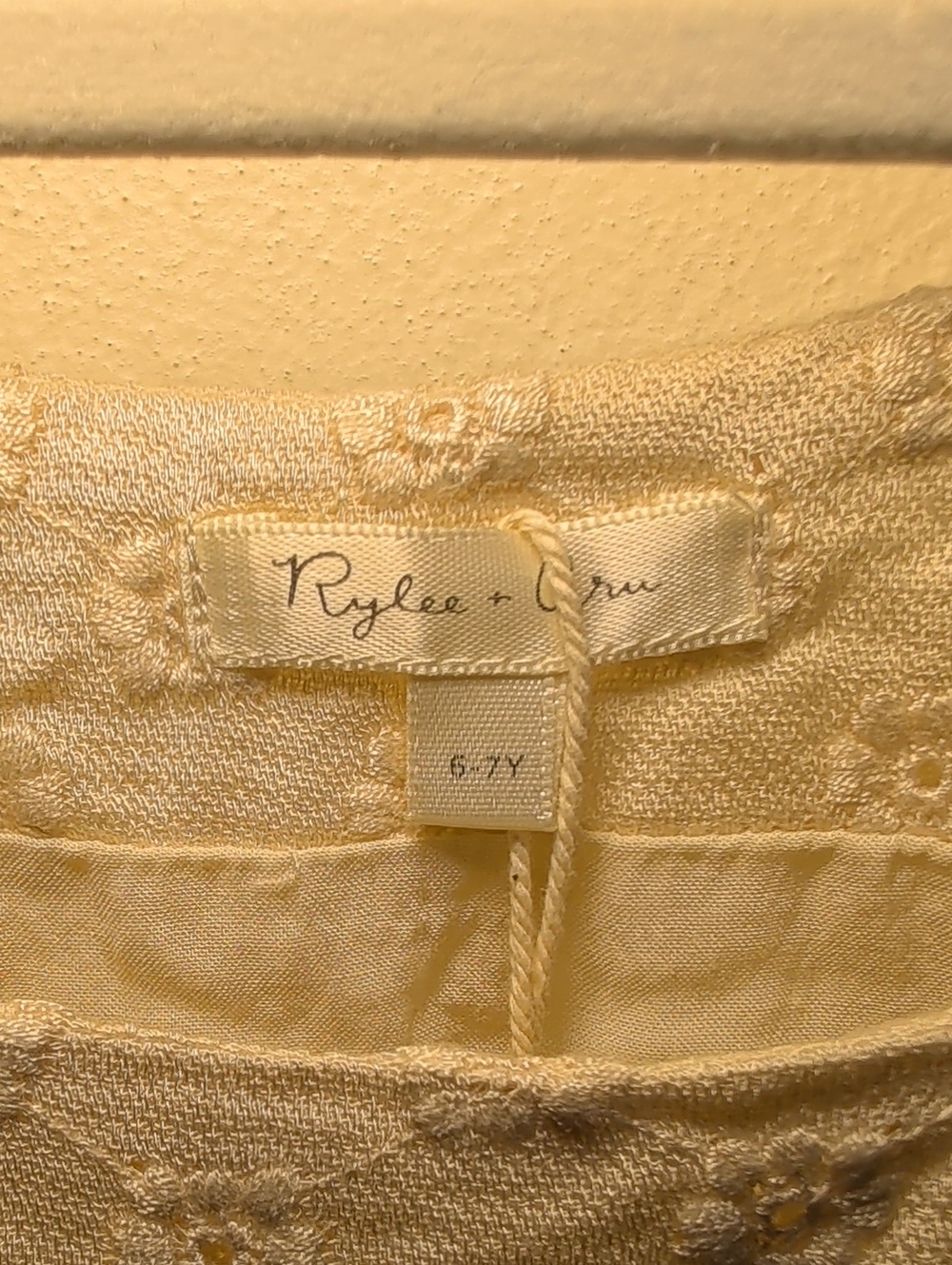 Rylee + Cru Greta Babydoll Dress Natural Eyelet Lace Cottagecore Girls Size 6-7 - Picture 2 of 6